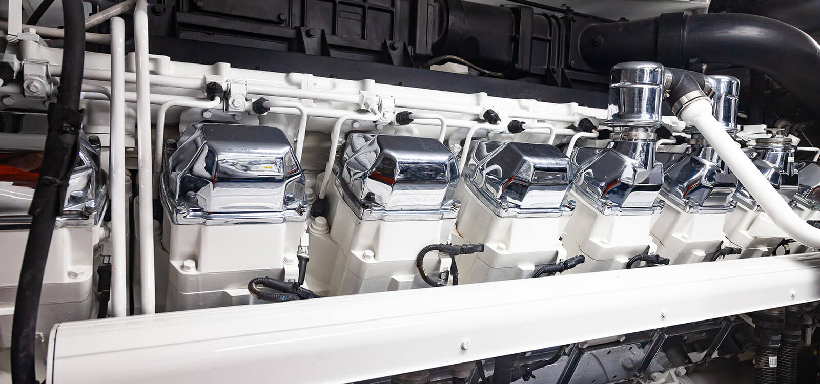 marine engine installed inside a luxury yacht